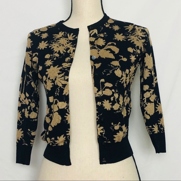 Ann Taylor Petite Navy/Gold Cardigan - Picture 4 of 8